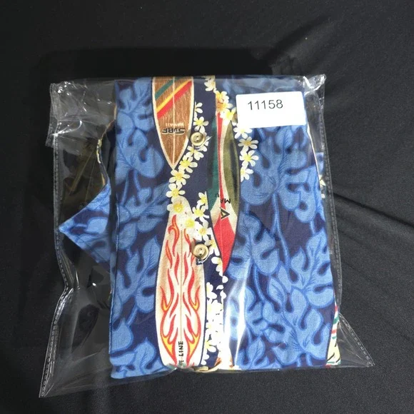 RJC Surfboard Hawaiian Shirt Mens Medium Aloha Beach Camp Casual Blue Outdoor - Picture 8 of 8